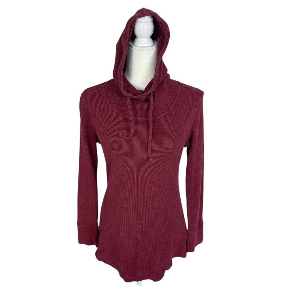 Patagonia Hooded Waffle Tunic Pullover Maroon Women's Size XS Athleisure Hiking - Picture 2 of 12